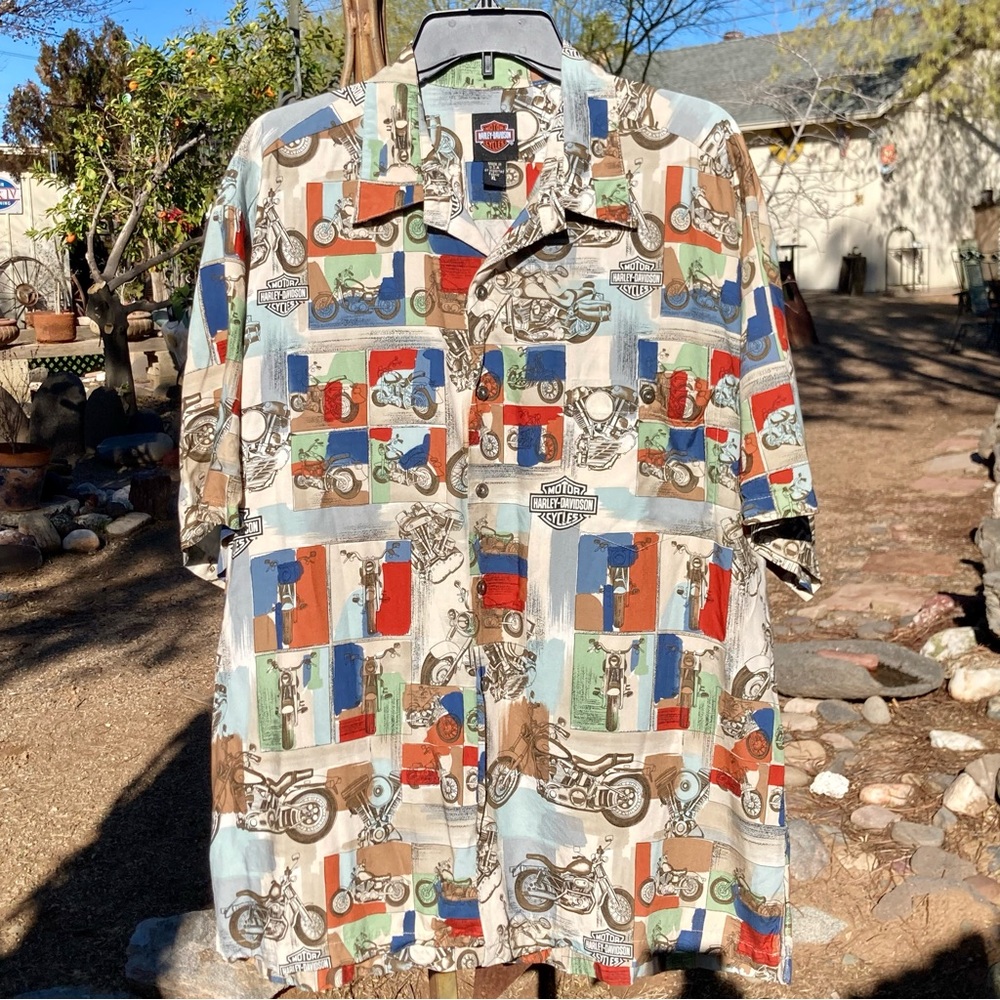 Vintage Harley Davidson Tori Richard Hawaiian Motorcycle Shirt XL USA